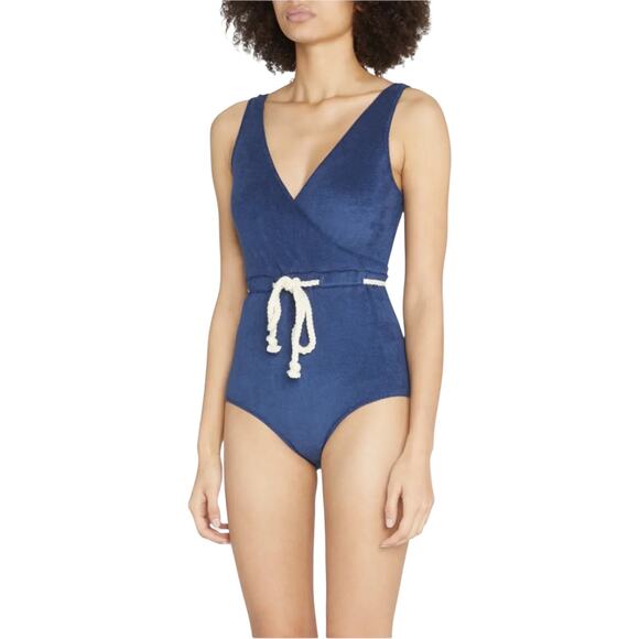 Lisa Marie Fernandez Yasmin Drawstring One-Piece Swimsuit Blue Sz. 3 US 6 - 8 - Picture 1 of 9